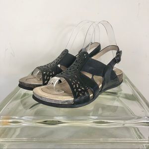 Women's ABEO Black Leather Strappy Sandals Size 6